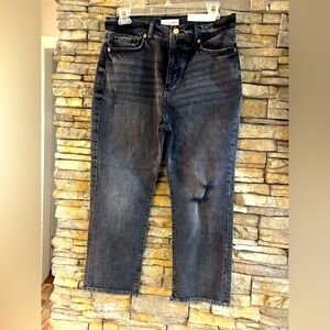 Loft Size 28 / 6 Petite New Pockets Fringe The Straight CropDenim Black Jeans